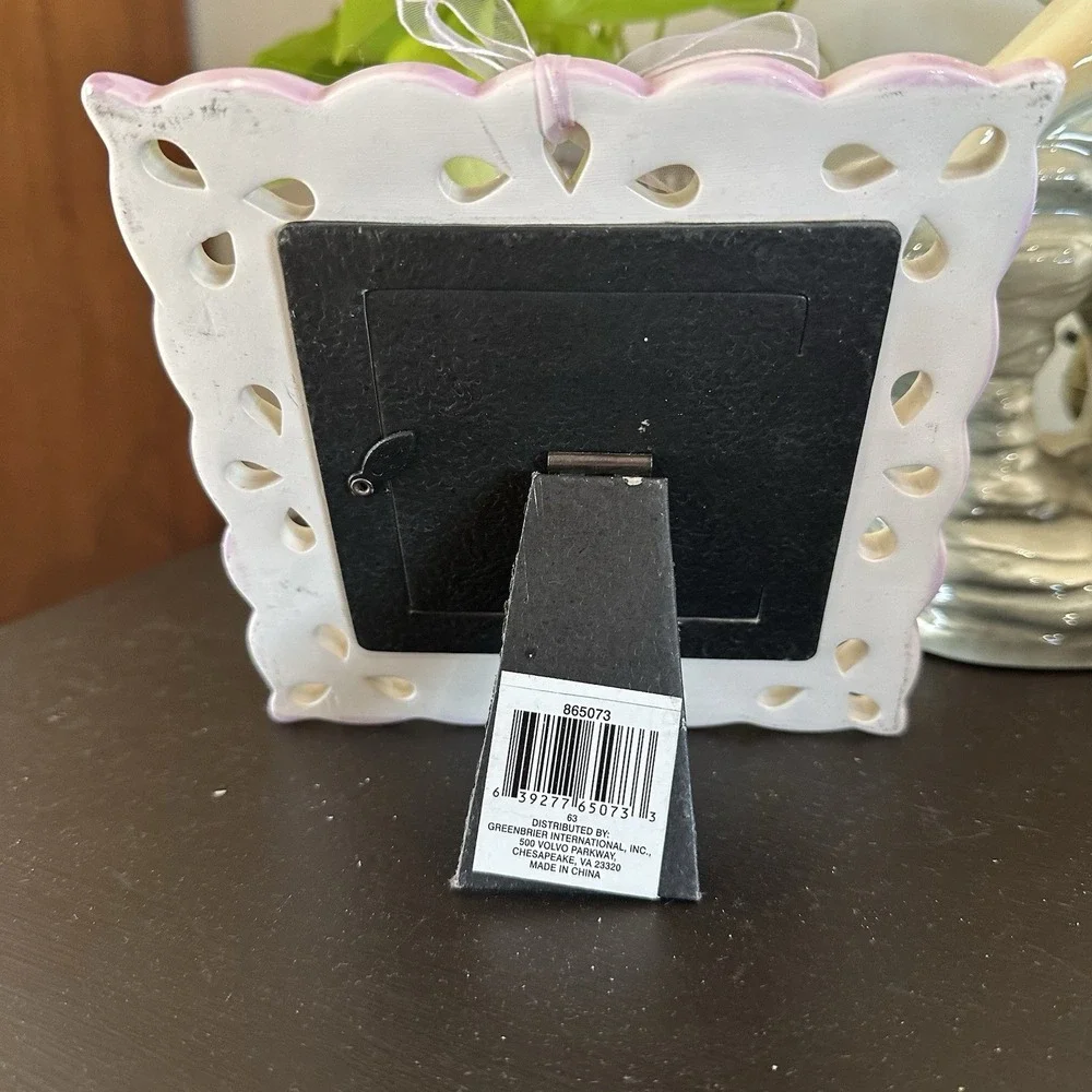 VTG New Ceramic Square Scalloped Picture Photo Frame 3x3